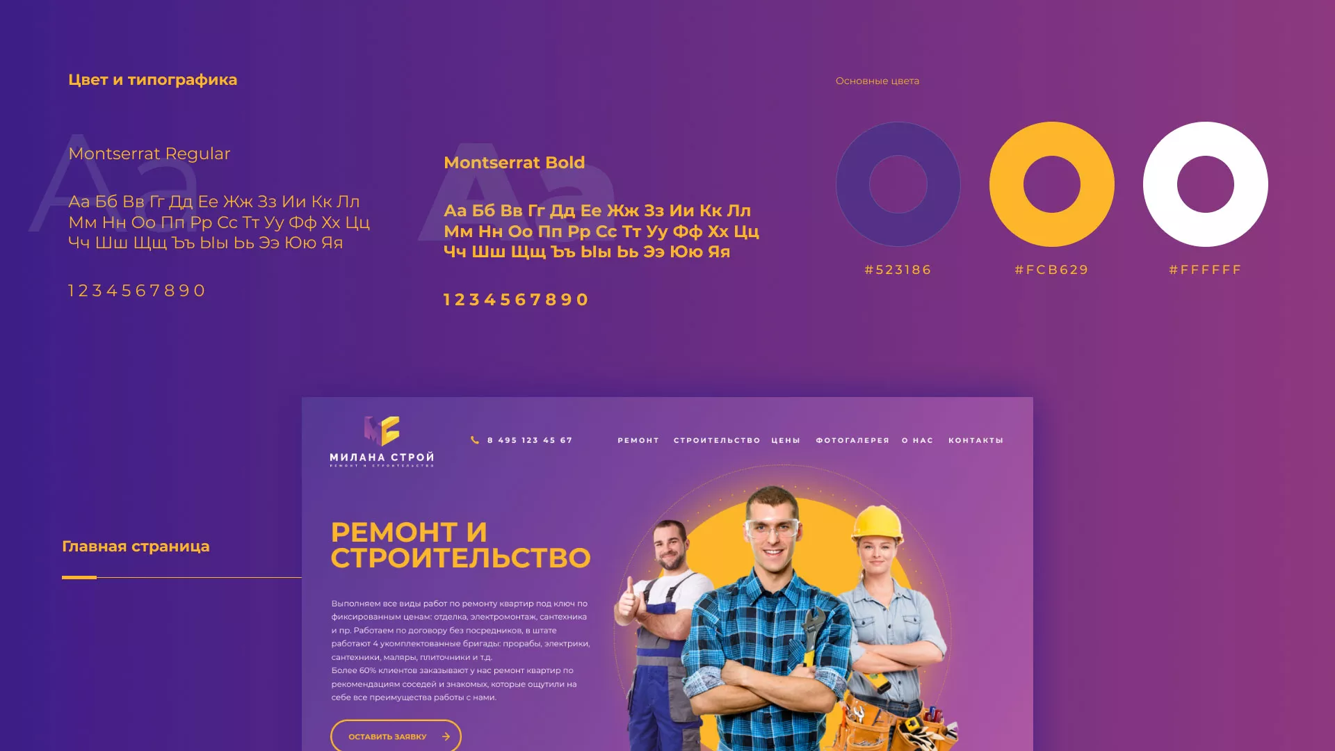 Разработка сайта строительной компании «Милана-Строй» в Каслях